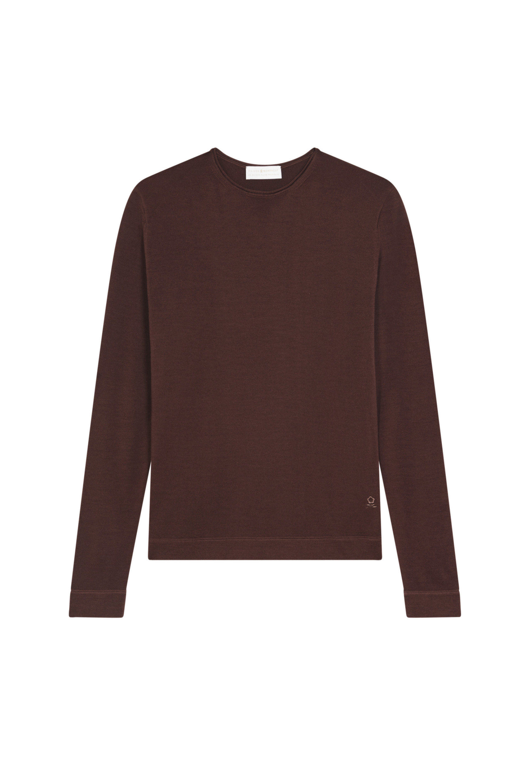 Round-neck merino wool sweater with rolled finishes - Rythme