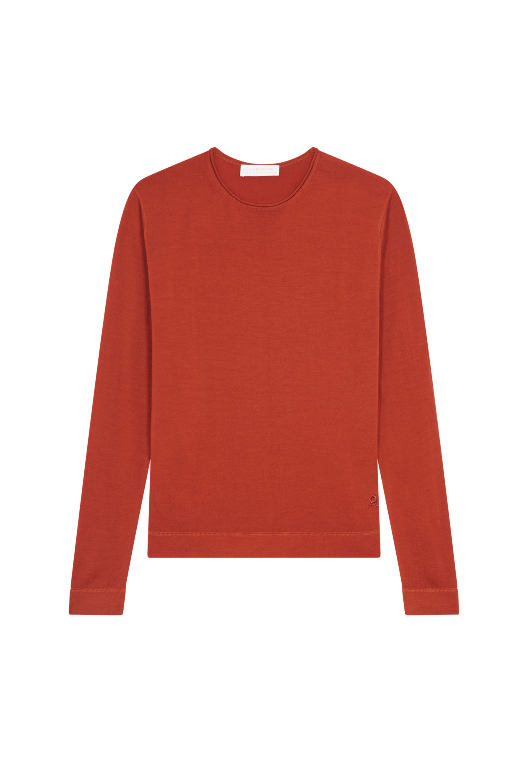 Round-neck merino wool sweater with rolled finishes - Rythme