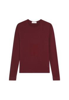 Round-neck merino wool sweater with rolled finishes - Rythme