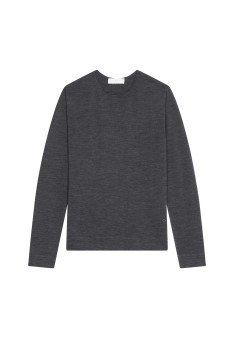 Pull col rond en laine mérinos finitions roulotées - Rythme 7860 soleil - 89 Moutarde