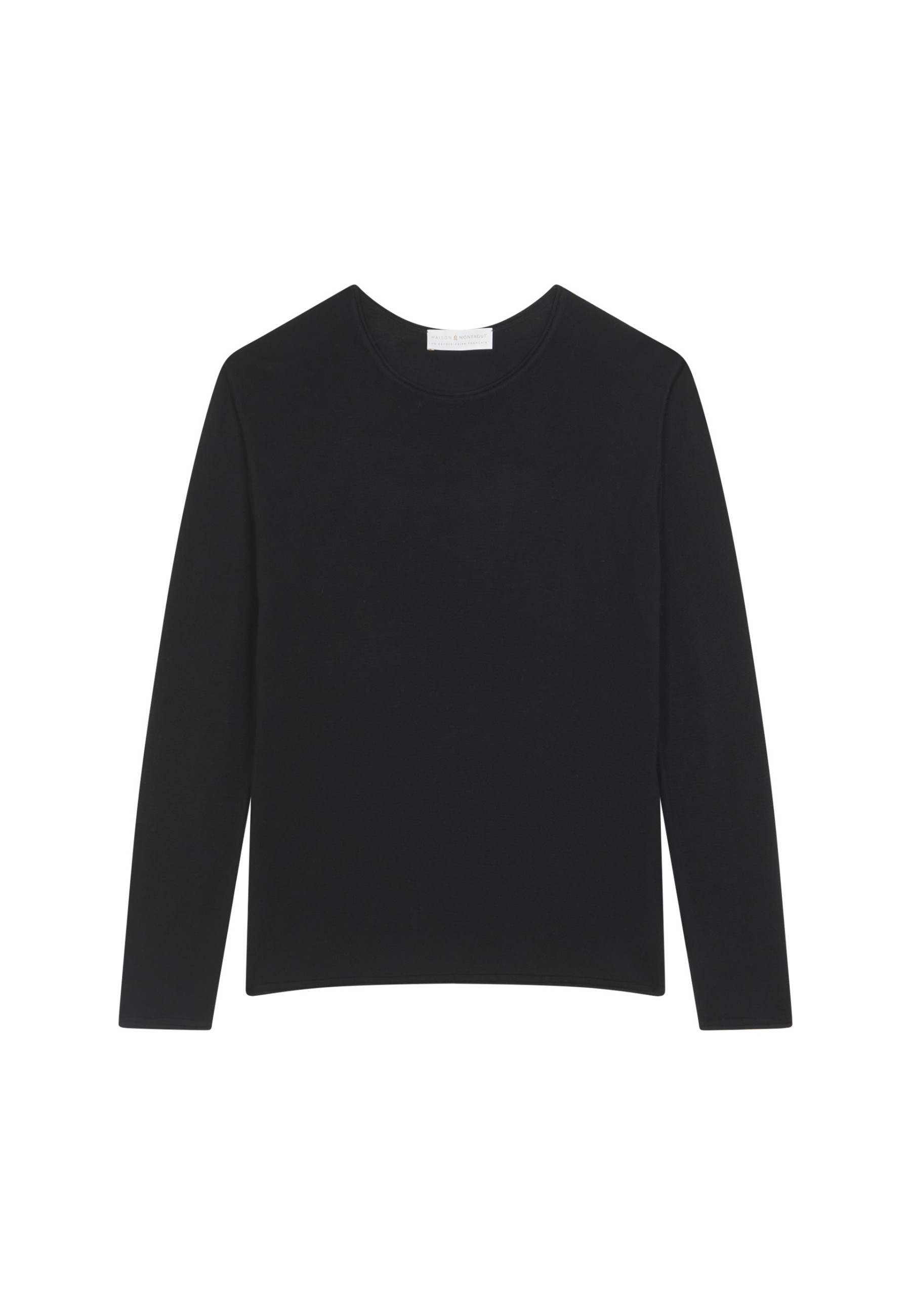 Buttoned t-shirt in cashmere bamboo round neck in fine knit - Aelia