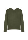 Buttoned t-shirt in cashmere bamboo round neck in fine knit - Aelia
