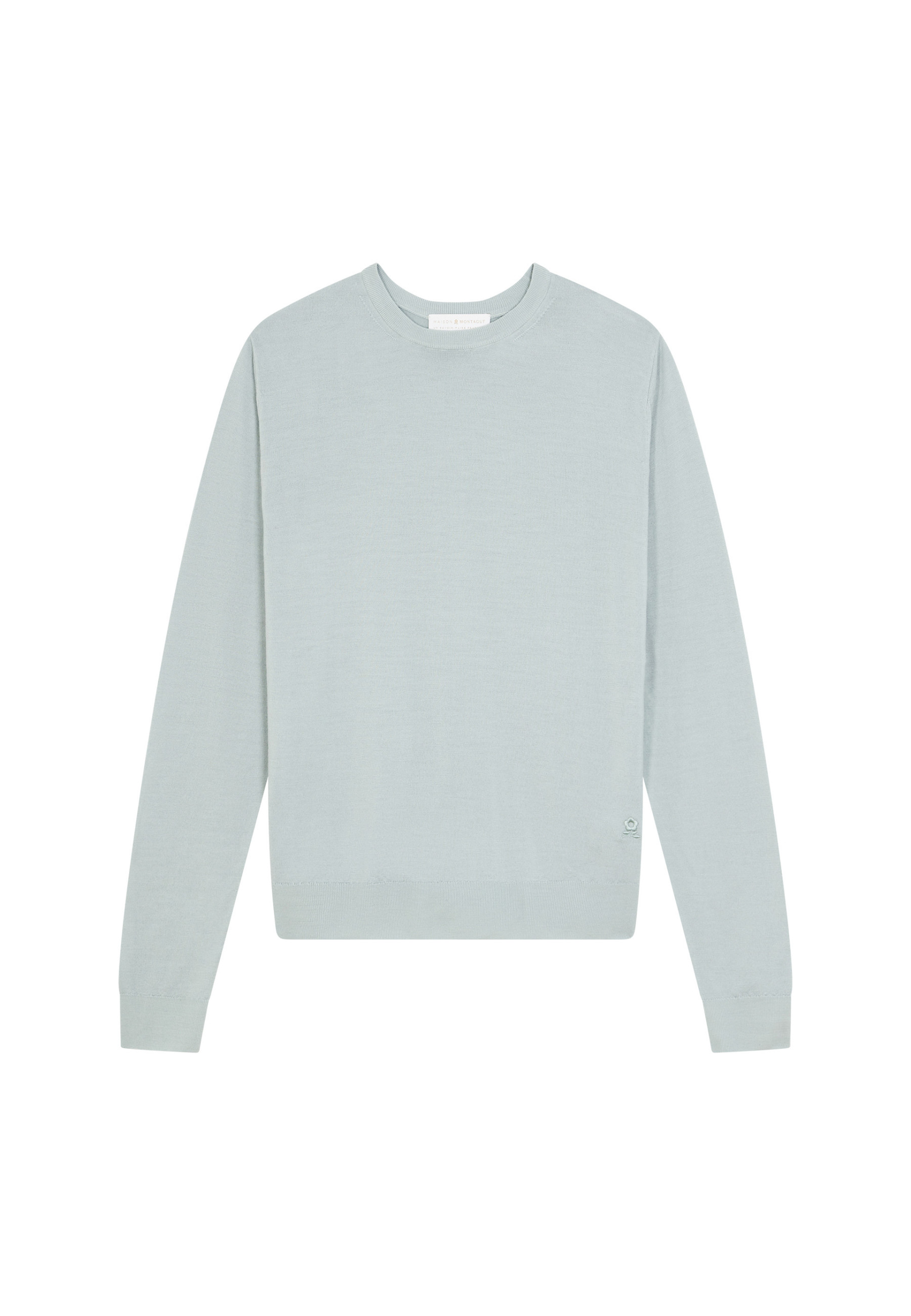 Pull col rond avec logo en laine mérinos - Eddie 7852 celadon - 94 Vert amande