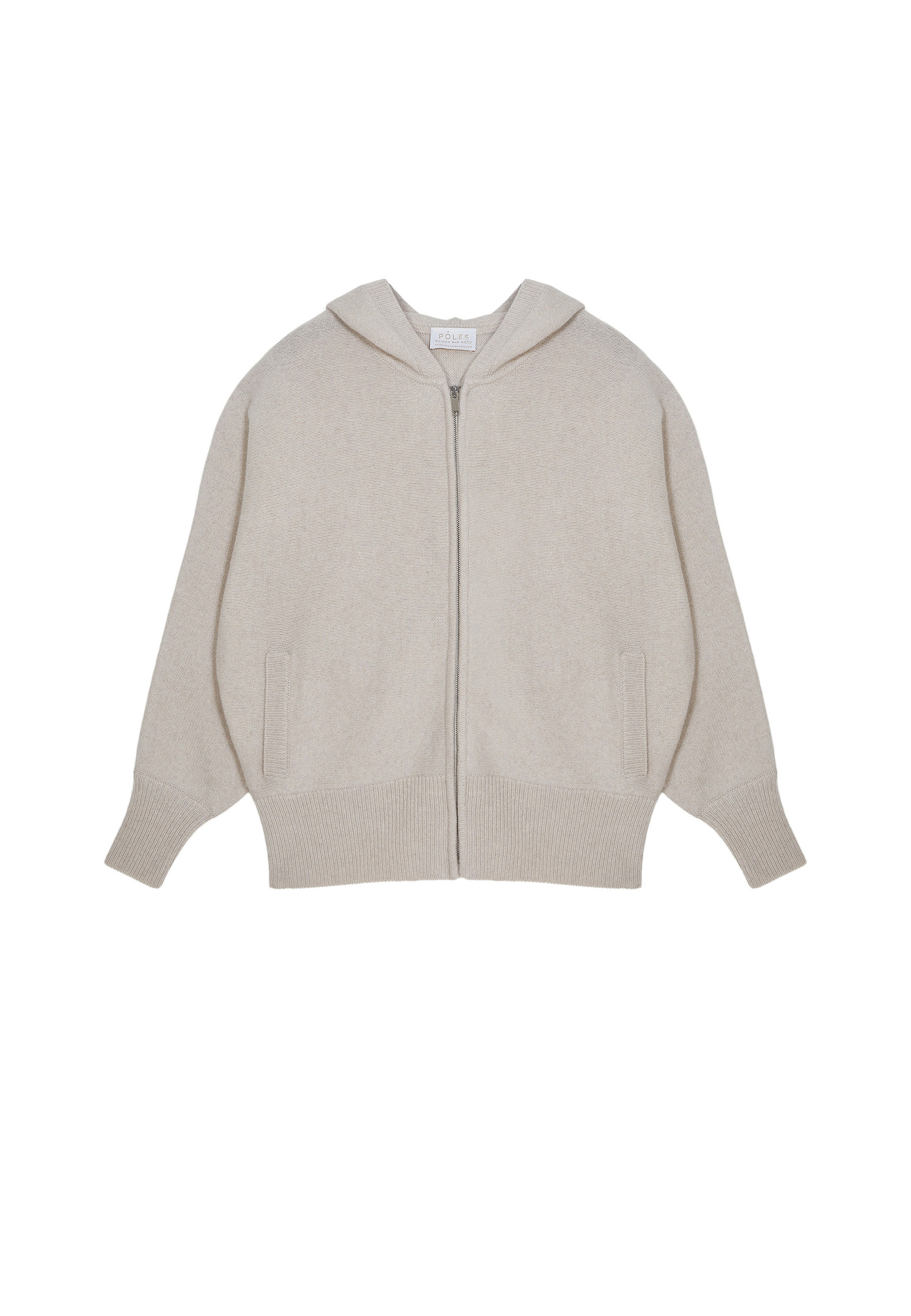 Zipped hoodie with batwing sleeves in recycled cashmere and wool - Albin