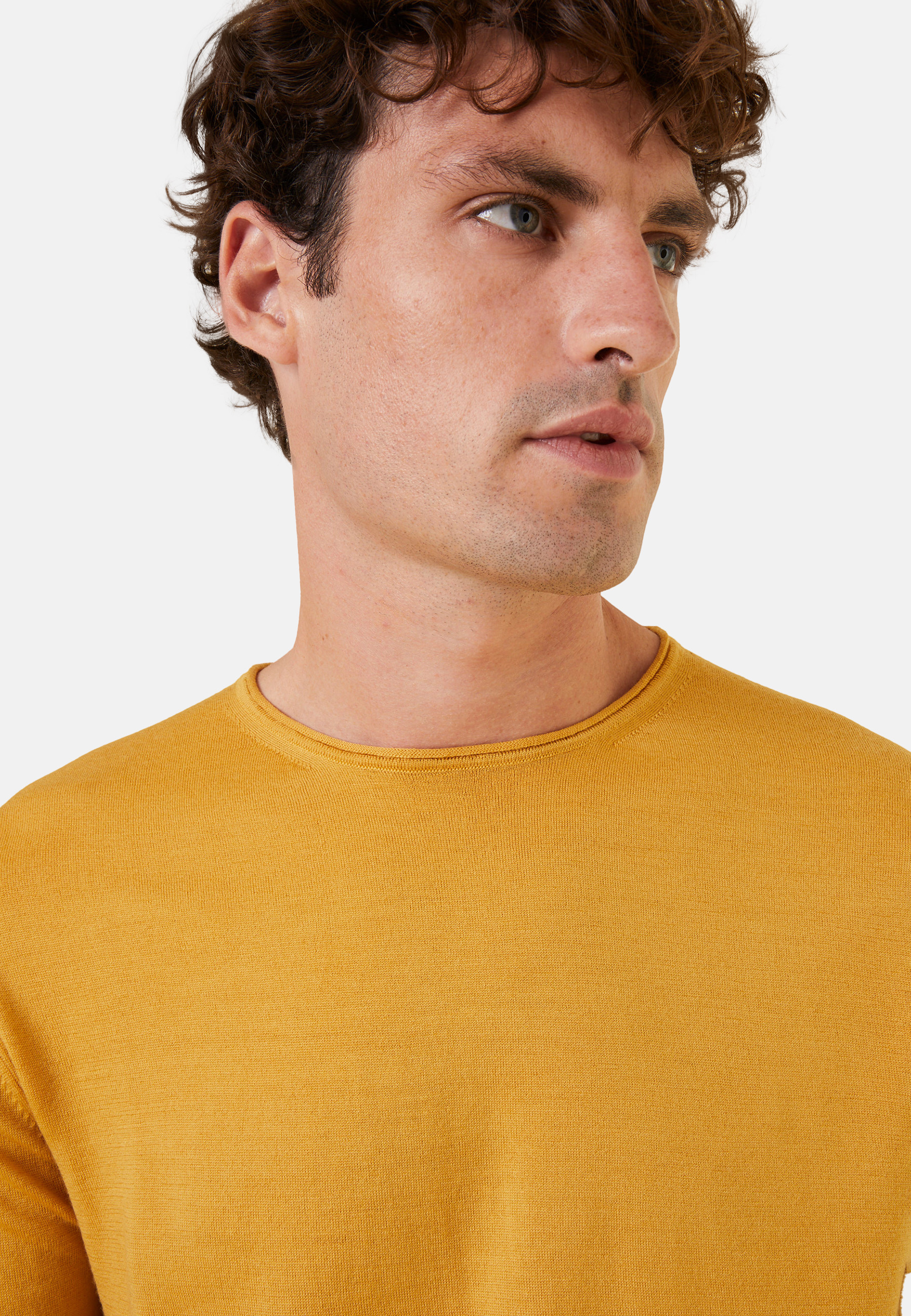 Round-neck merino wool sweater with rolled finishes - Rythme