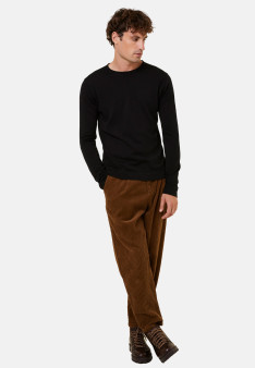 Round-neck merino wool sweater with rolled finishes - Rythme