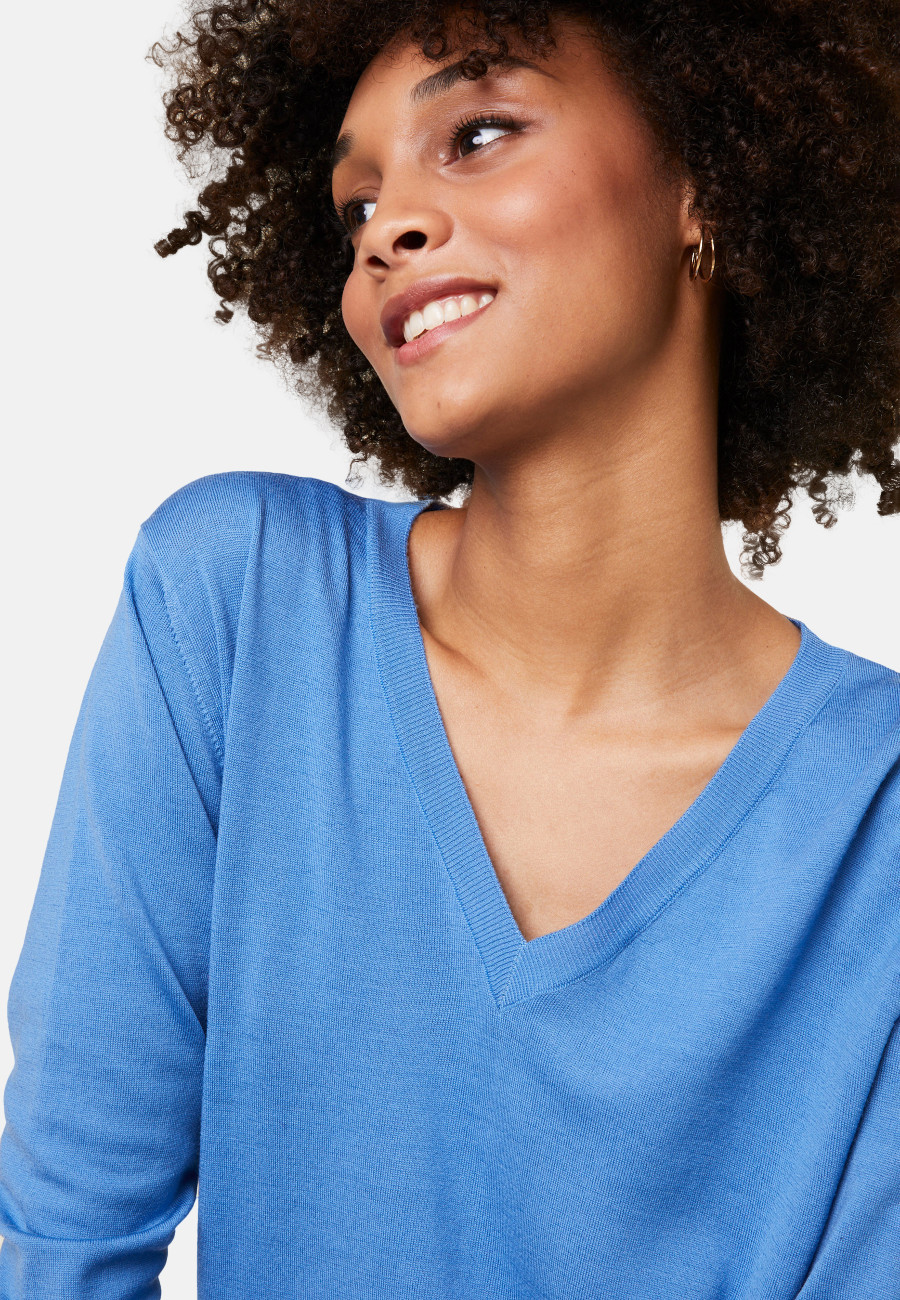 Suéter de lã merino com decote em V - Arya