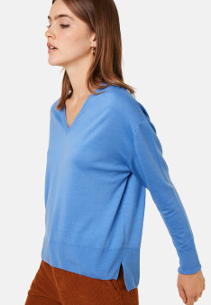 Merino wool V-neck sweater with slits - Aurora