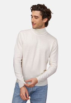 Turtleneck sweater with logo in merino wool - Enzo