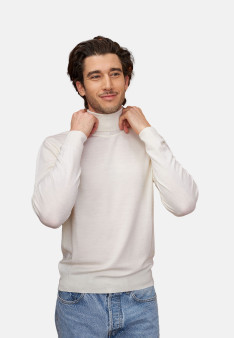 Pull col roulé avec logo en laine mérinos - Enzo
