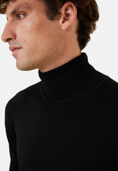 Turtleneck sweater with logo in merino wool - Enzo