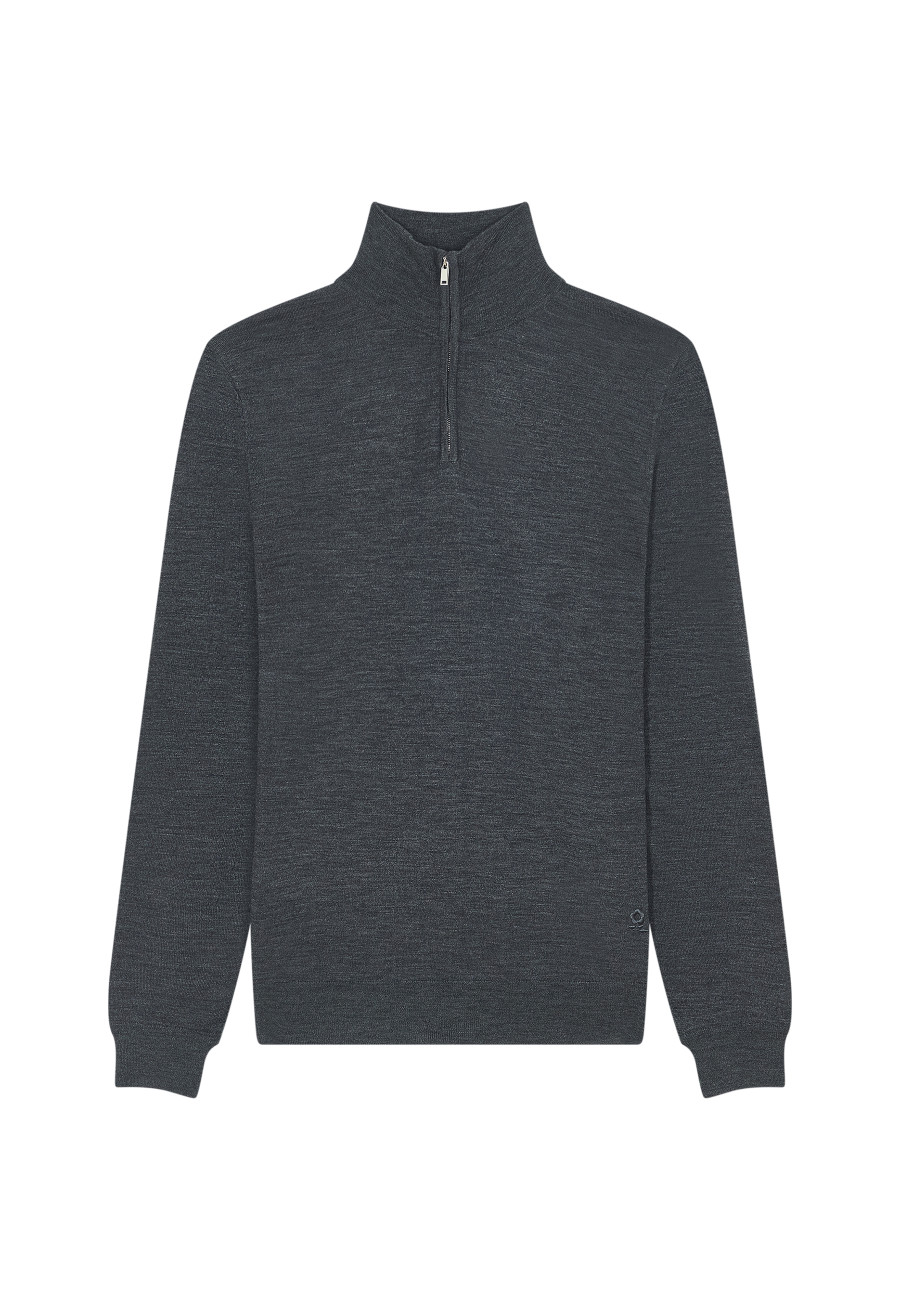 Trucker neck sweater with logo in merino wool - Ryan