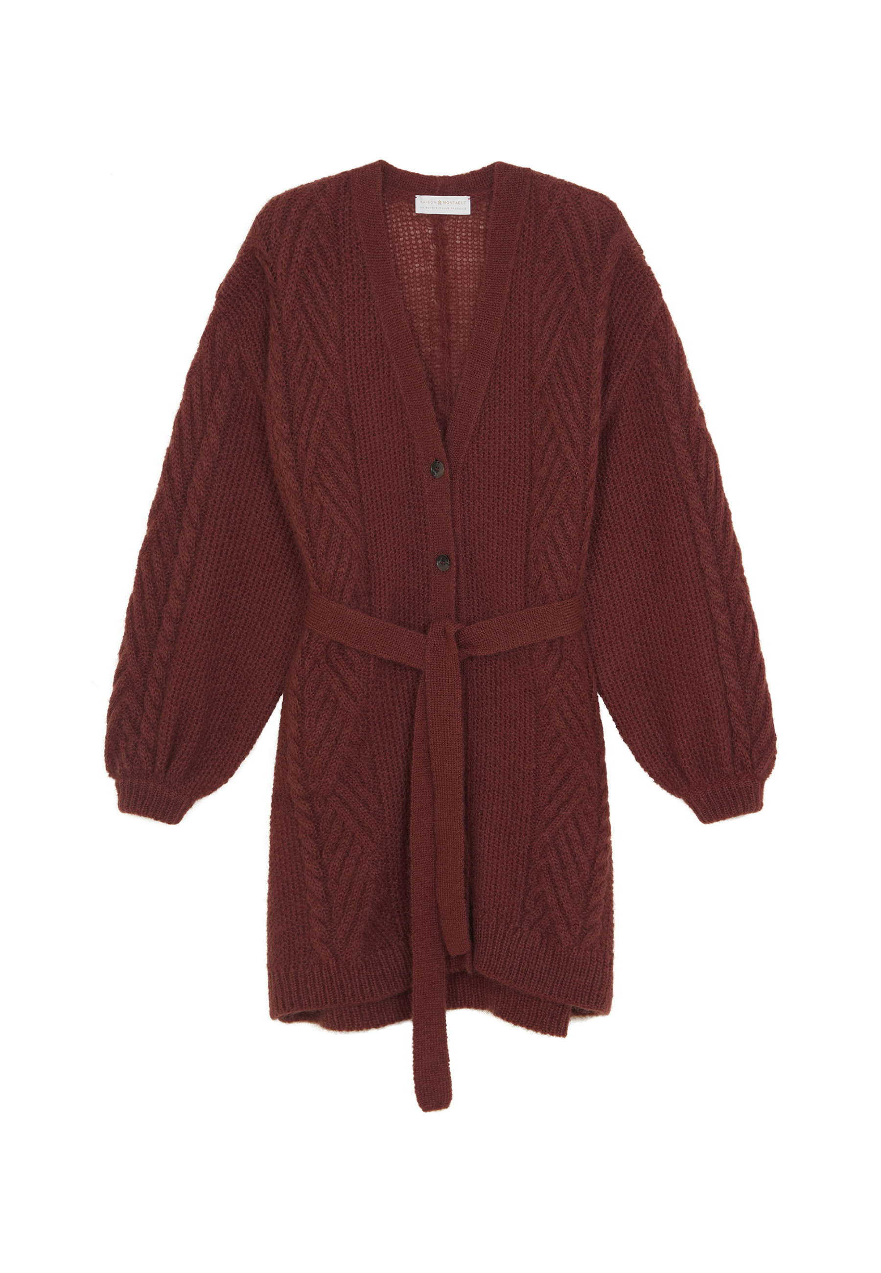 Manteau boutonné en mohair manches ballon - Galilee 7870 ecureuil - 92 Rouille