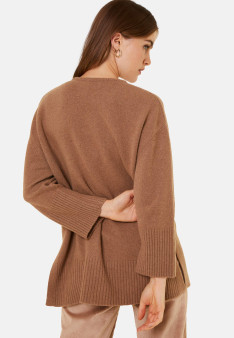 Loose sweater with slits in recycled cashmere and wool - Darius