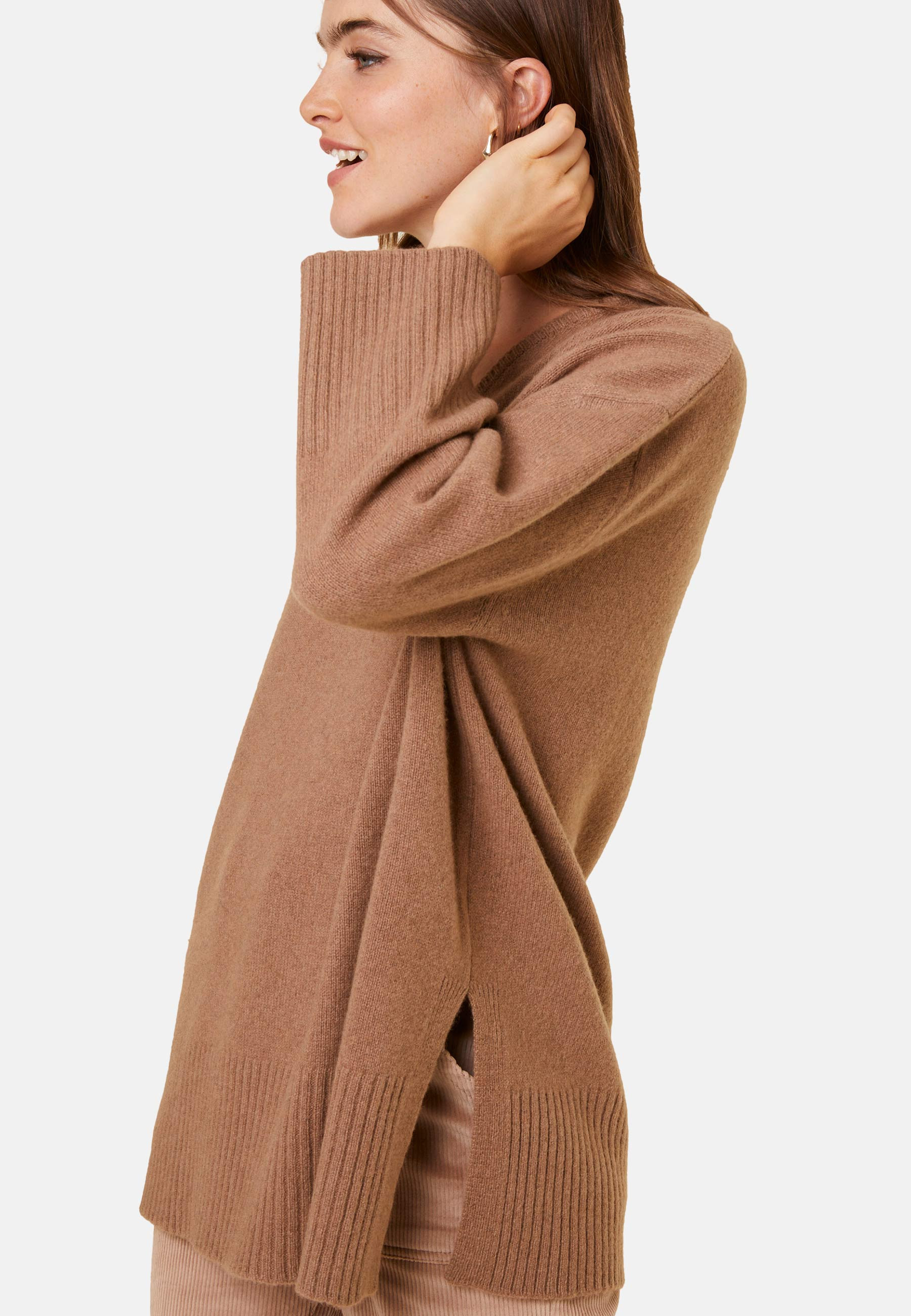 Loose sweater with slits in recycled cashmere and wool - Darius
