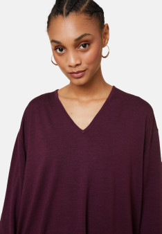 Loose V-neck sweater with pockets in merino wool - Albertine