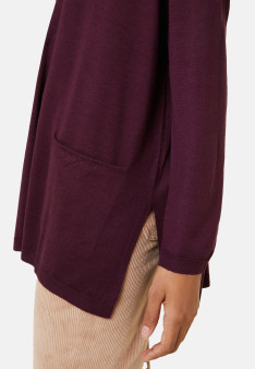 Loose V-neck sweater with pockets in merino wool - Albertine