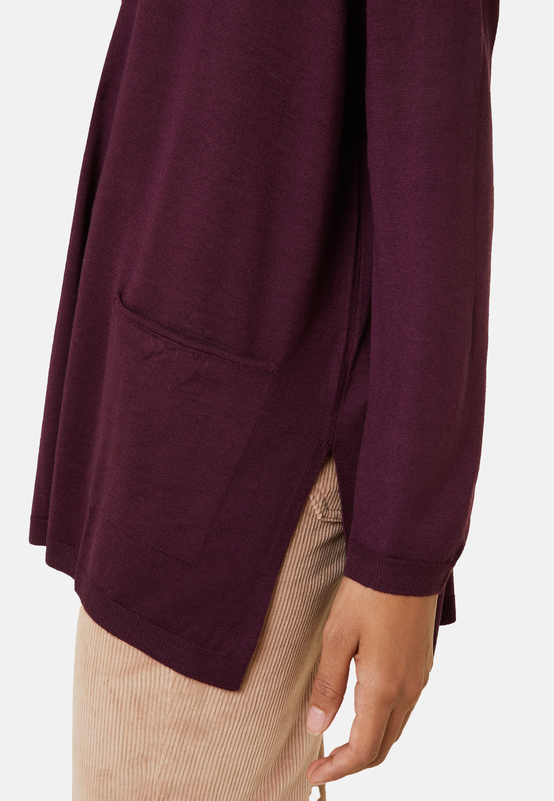 Loose V-neck sweater with pockets in merino wool - Albertine