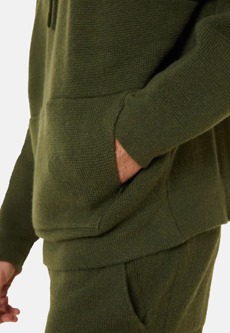 Hooded hoodie with pockets in wool and cashmere - Fabio