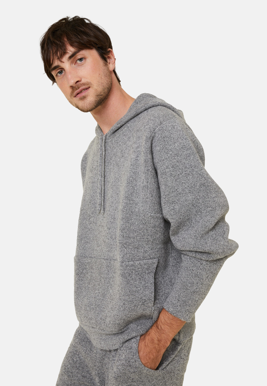 Hooded hoodie with pockets in wool and cashmere - Fabio