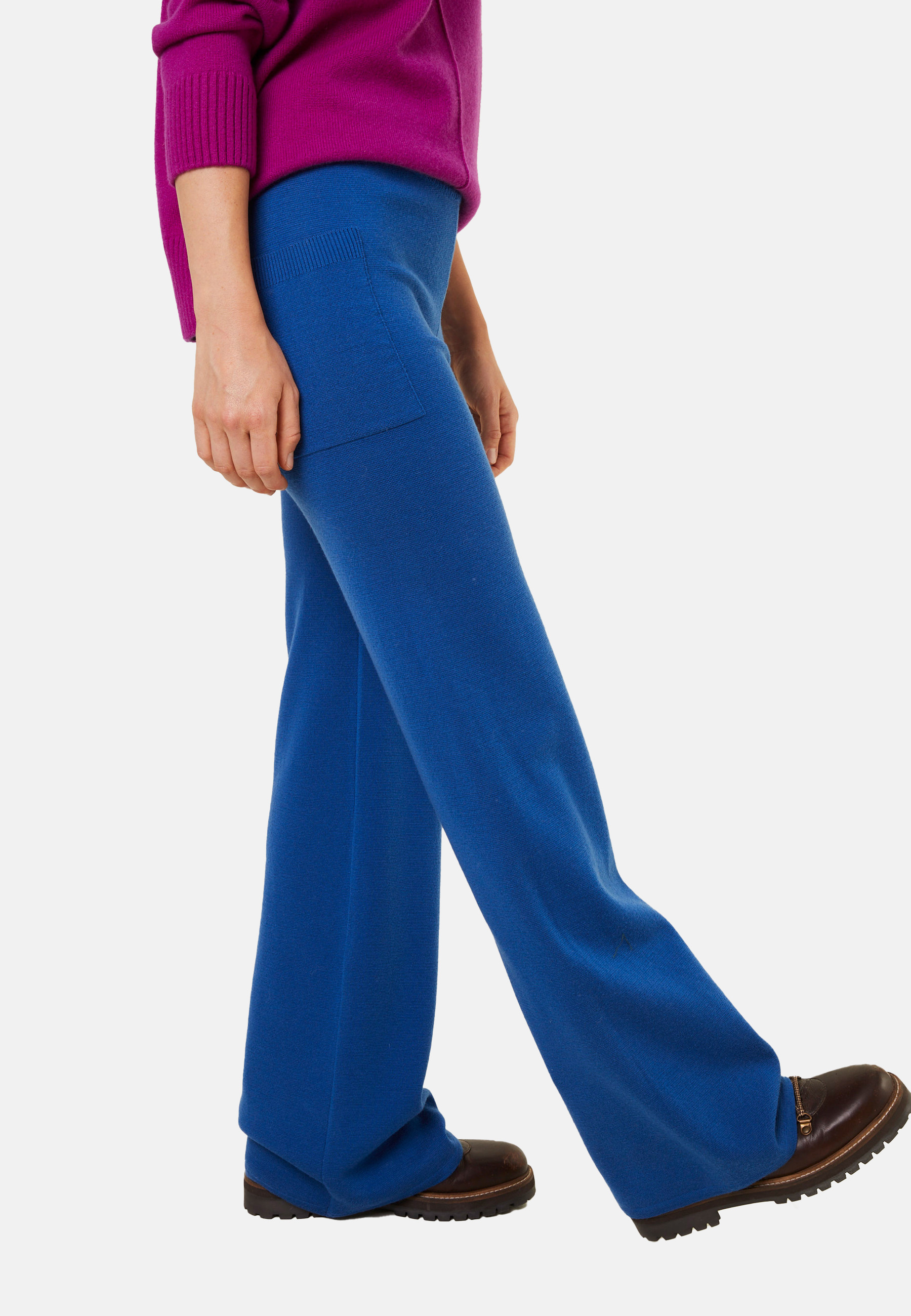 Pantalon à poches en laine mérinos - Gaetane 7841 saphir - 03 Bleu foncé