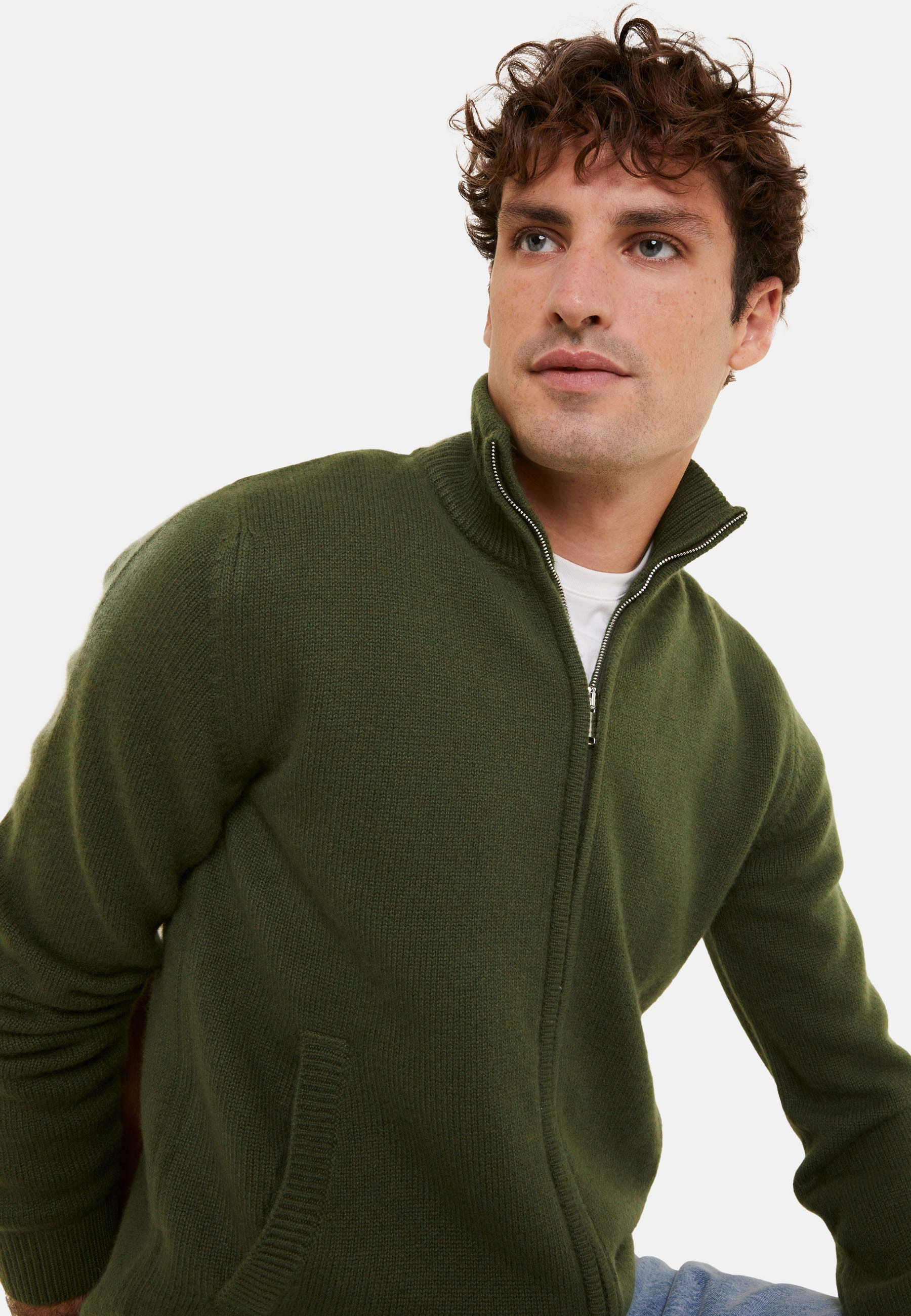 Zipped jacket in 4-ply cashmere - Balthazar