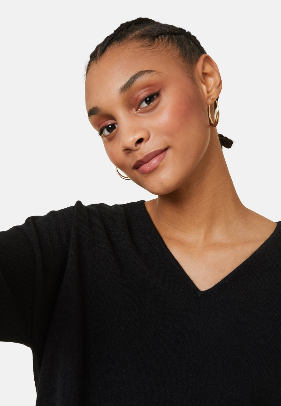 Suéter curto de cashmere com bolso - Balba