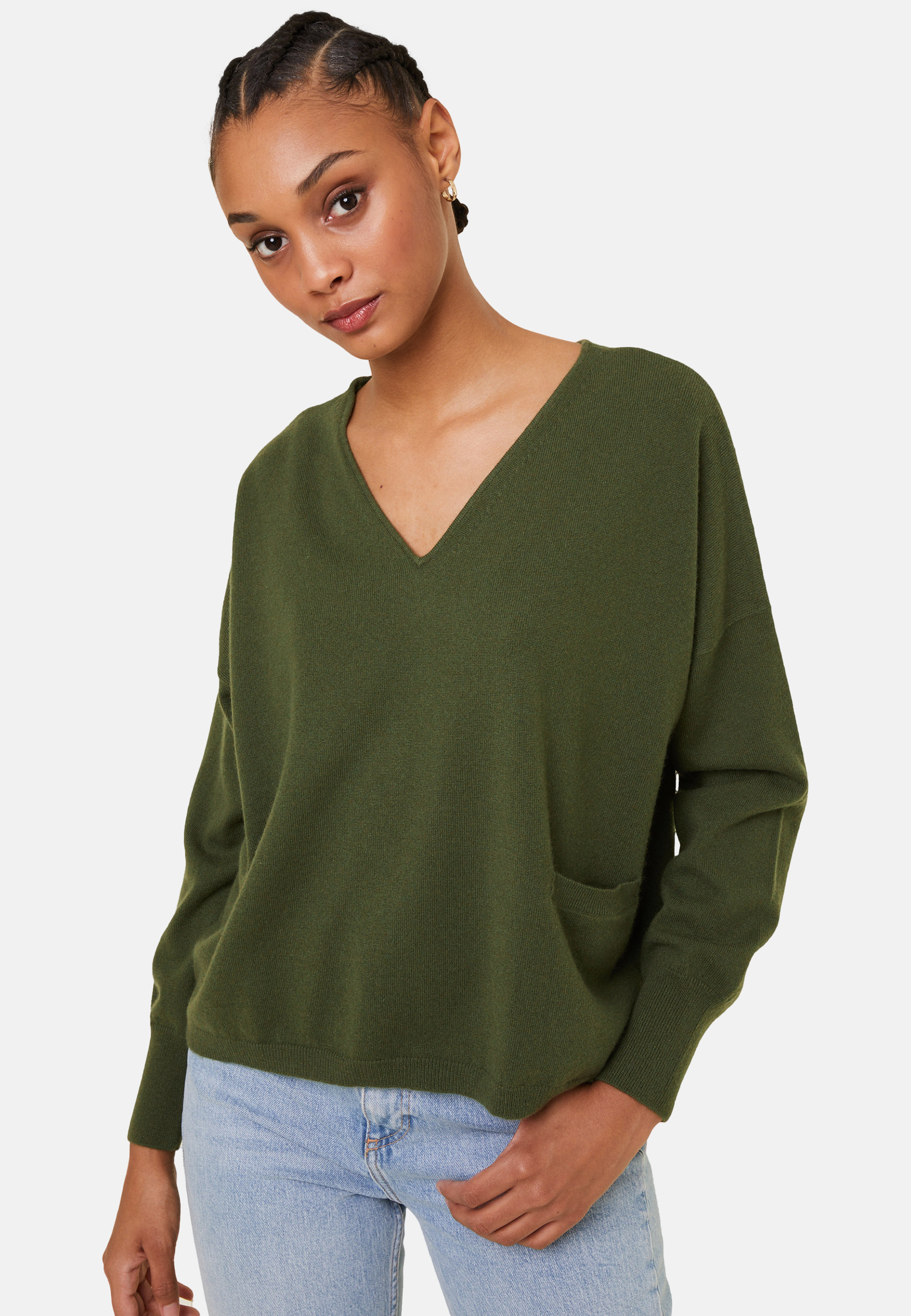 Short cashmere sweater with pocket - Balba