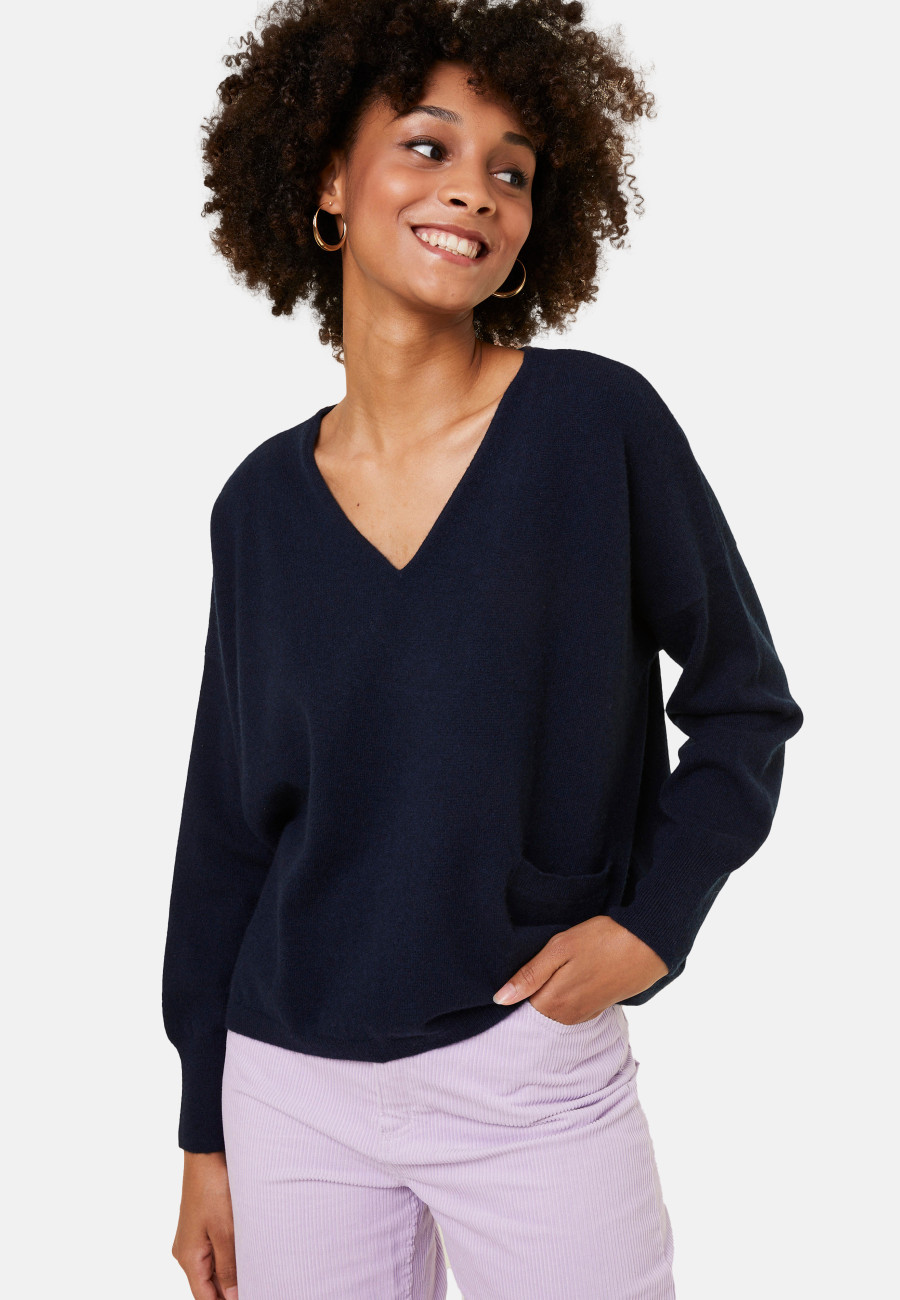 Short cashmere sweater with pocket - Balba