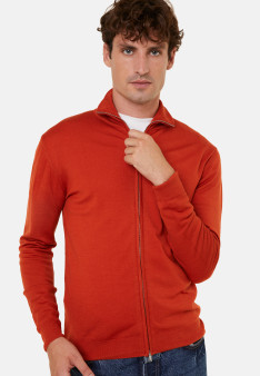 Gilet zippé avec logo en laine mérinos - Estian 7870 ecureuil - 92 Rouille