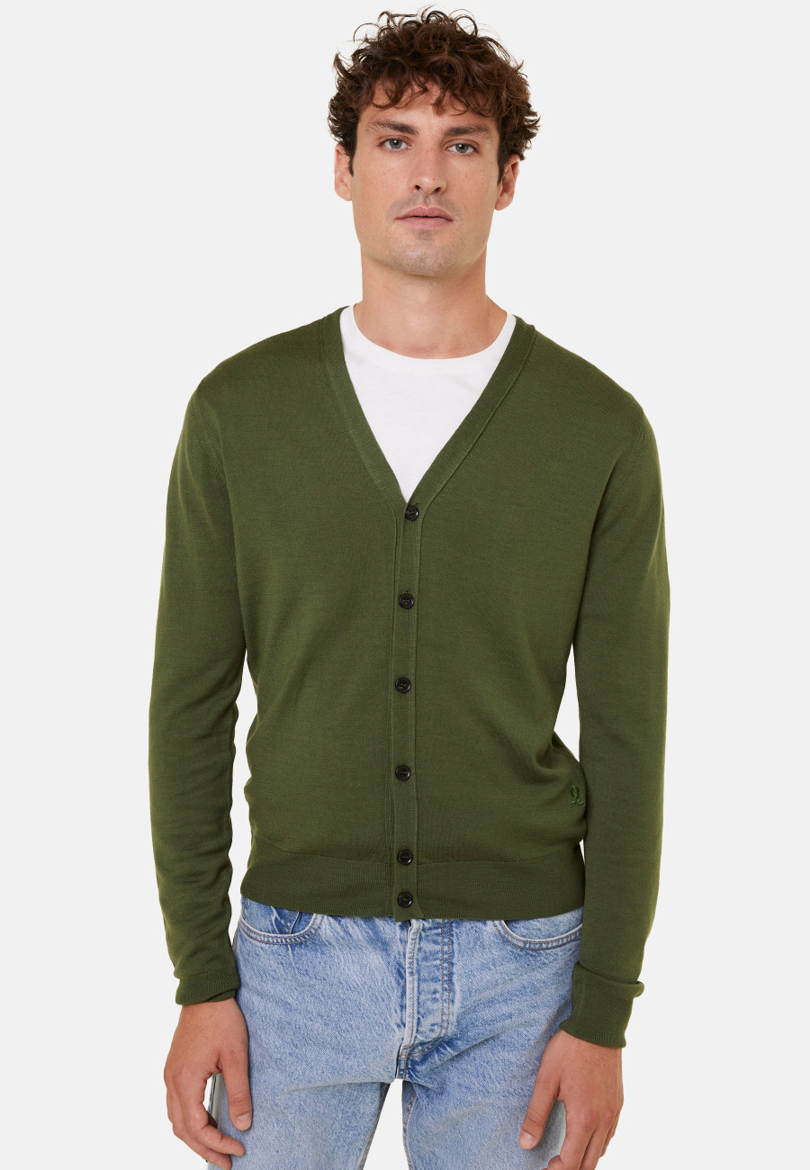 Buttoned vest with logo in merino wool - Etienne