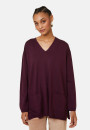 Loose V-neck sweater with pockets in merino wool - Albertine