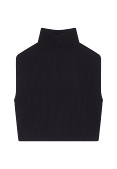 Pull col montant sans manches en cachemire et laine recyclés - Dalya 7810 noir - 01 Noir