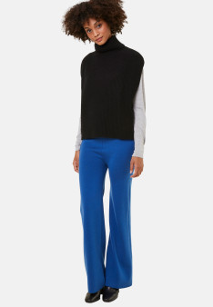 Pull col montant sans manches en cachemire et laine recyclés - Dalya 7810 noir - 01 Noir