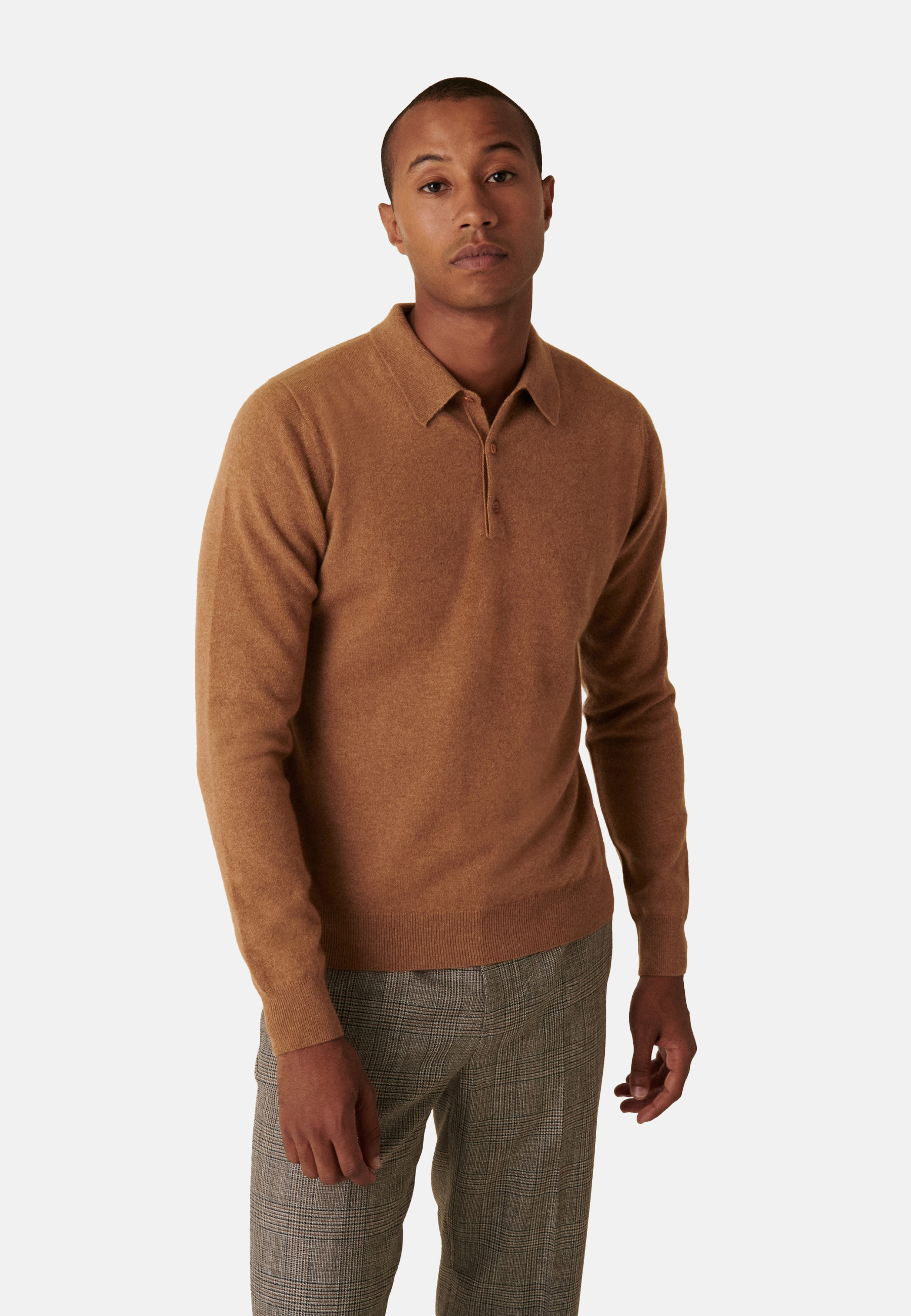 Pull col polo en cachemire - Emerson 7451 bronze - 83 Kaki