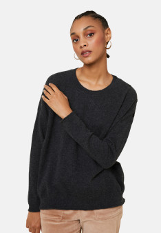 Loose-fit buttoned cashmere round-neck sweater - Acene