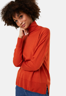 Merino wool turtleneck sweater with slits - Amy