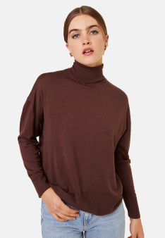 Pull col roulé à fentes en laine mérinos - Amy