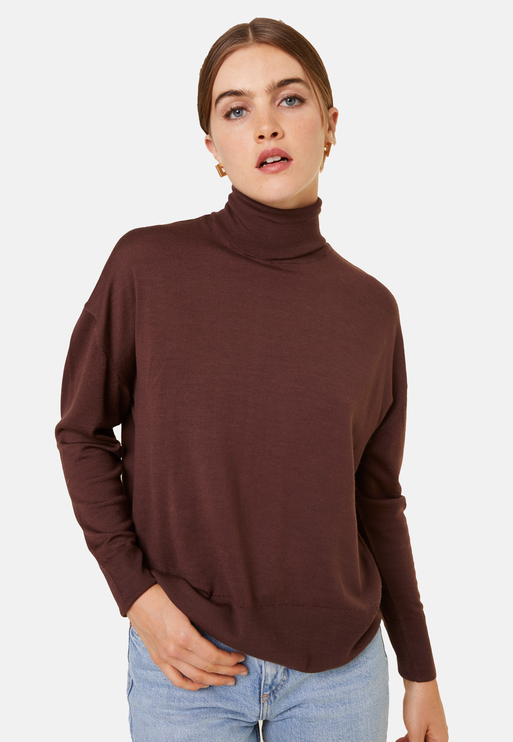 Pull col roulé à fentes en laine mérinos - Amy