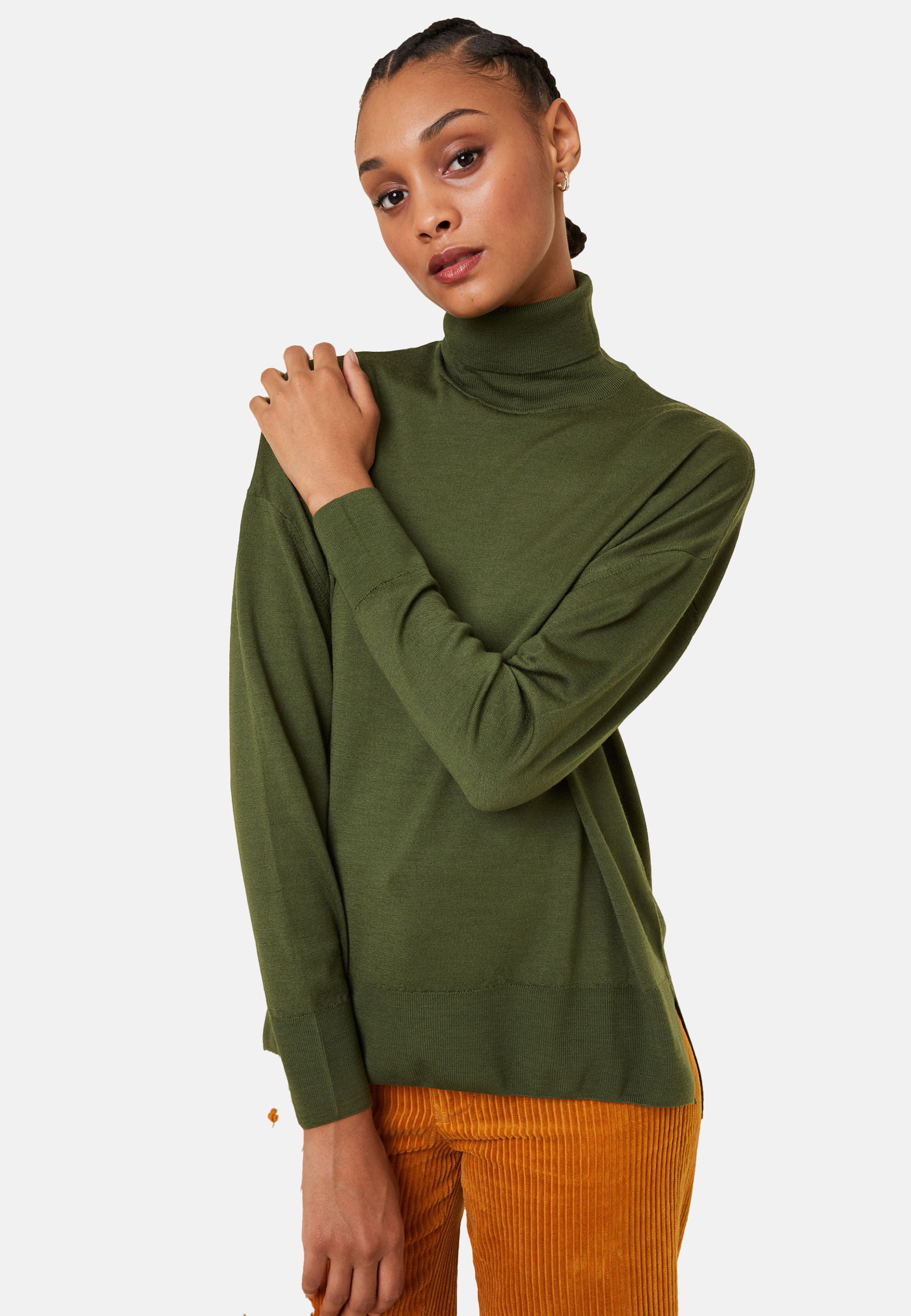 Pull col roulé à fentes en laine mérinos - Amy