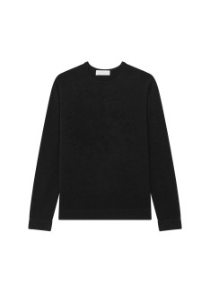 Pull col rond en cachemire finitions roulotées - Ernest 7810 noir - 01 Noir