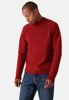Pull en cachemire col avec jeu de mailles - Arman