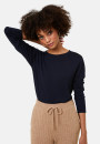 Buttoned t-shirt in cashmere bamboo round neck in fine knit - Aelia
