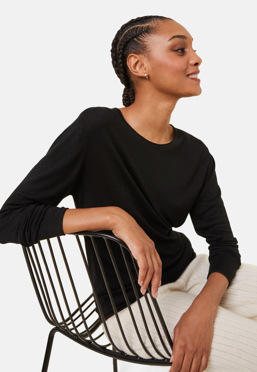 Camiseta de gola redonda em fibra de cashmere e bambu - Aelia