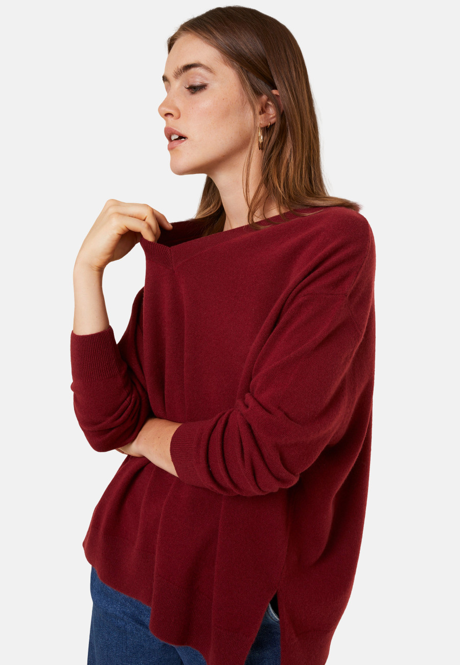 Loose sweater with V-neck slits in cashmere - Alienor