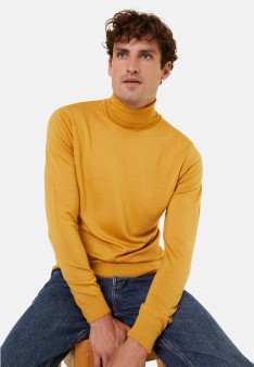 Pull col roulé avec logo en laine mérinos - Enzo
