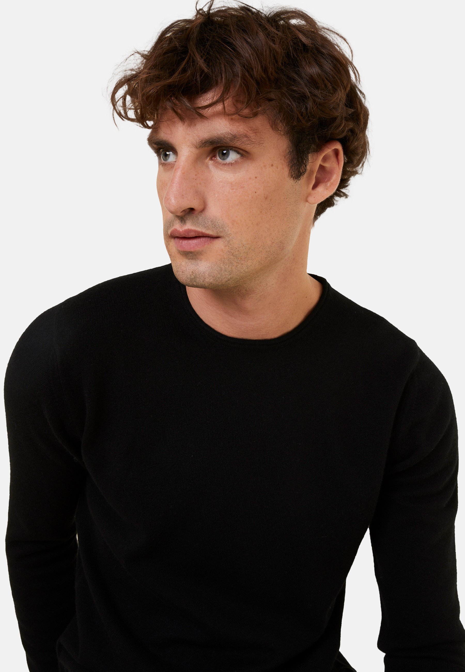 Round-neck cashmere sweater with rolled finishes - Ernest