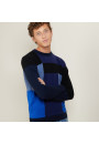 Pull motifs géométriques en cachemire - Lima 7123 - 05 Bleu marine