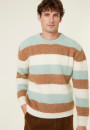 Tricolor striped round-neck mohair sweater - Fox
