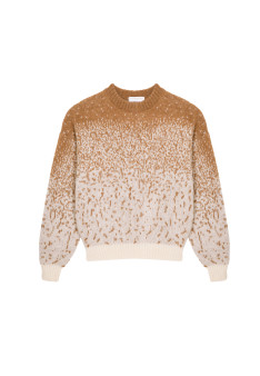 Pull col rond bicolore en mohair - Figaro 7944 ecru/camel - 88 Camel